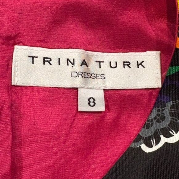 Trina Turk Black Mini Dress with Oversized Colorful Paisley Print – Size 8 - Picture 8 of 9